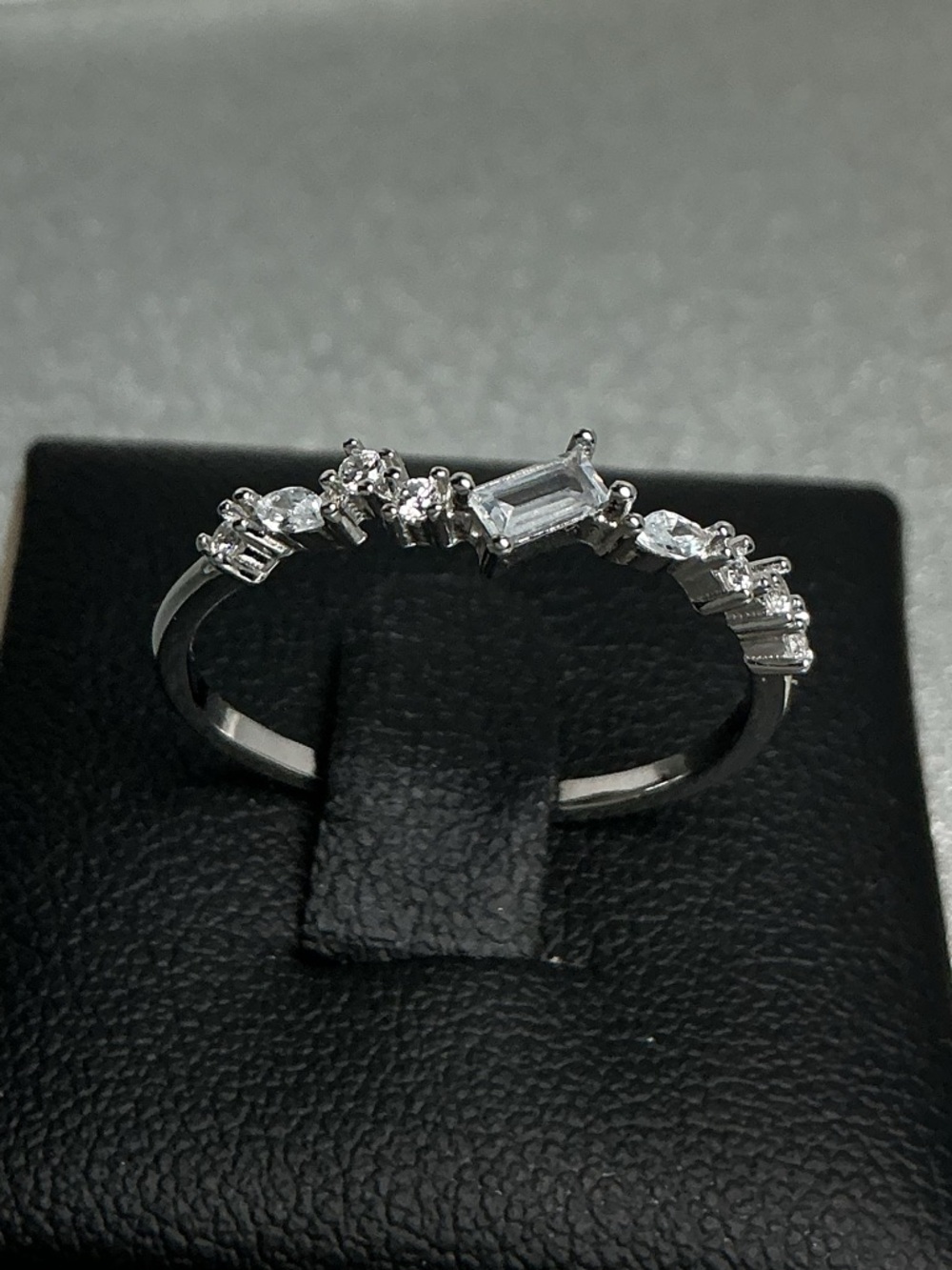 925 Solid Silver Petite Baguette Diamond CZ Band Ring Dainty Stackable Promise